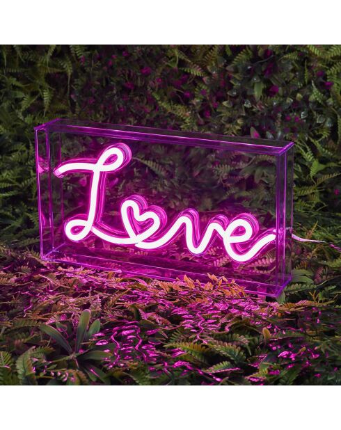 Lámpara LED con efecto neón de acrílico Love pink