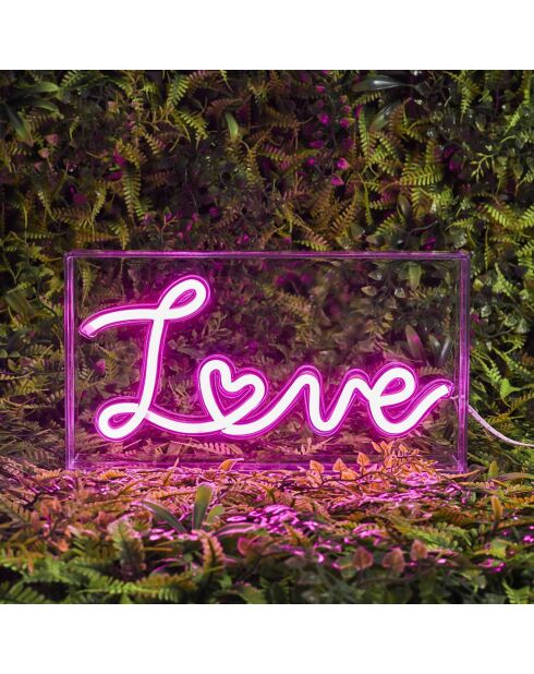 Lámpara LED con efecto neón de acrílico Love pink