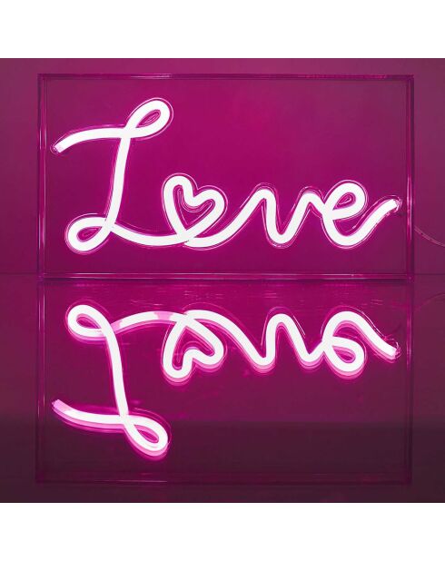 Lámpara LED con efecto neón de acrílico Love pink