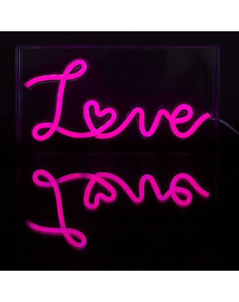 Lámpara LED con efecto neón de acrílico Love pink