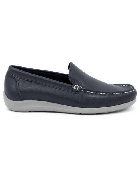 Chaussures Bateaux en Cuir Bento bleues