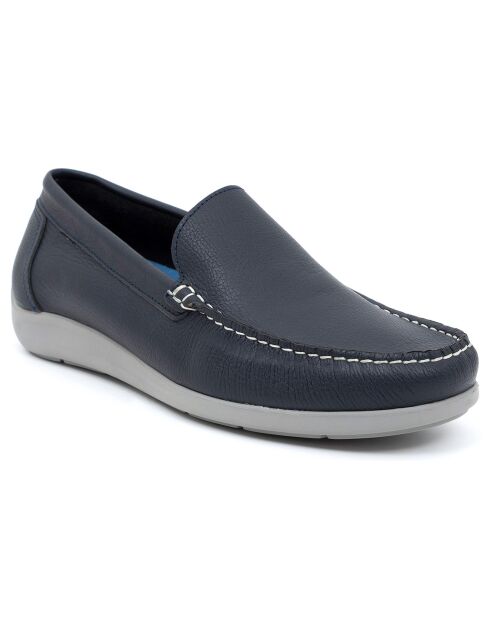 Chaussures Bateaux en Cuir Bento bleues