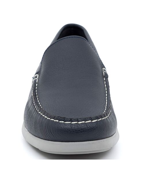 Chaussures Bateaux en Cuir Bento bleues
