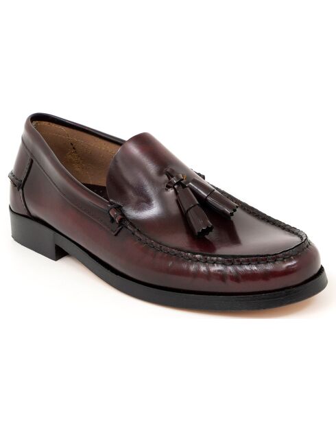 Mocassins en Cuir Caforla rouge bordeaux