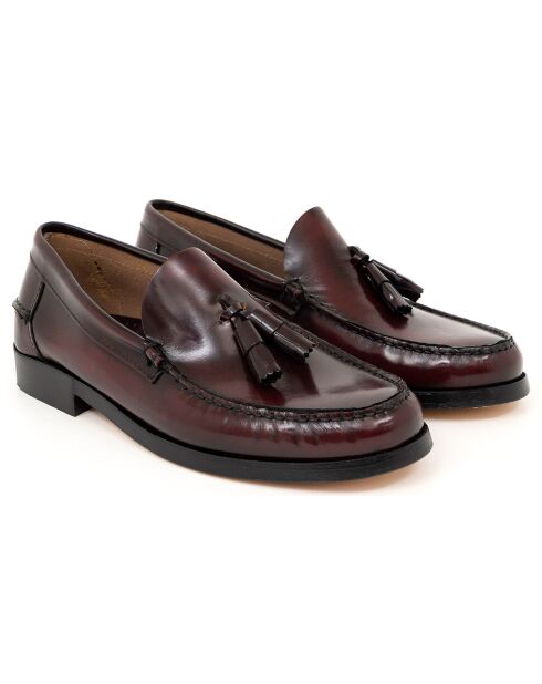 Mocassins en Cuir Caforla rouge bordeaux