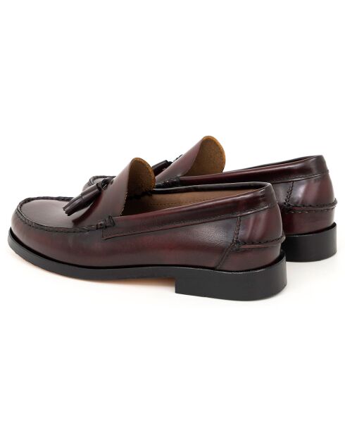 Mocassins en Cuir Caforla rouge bordeaux