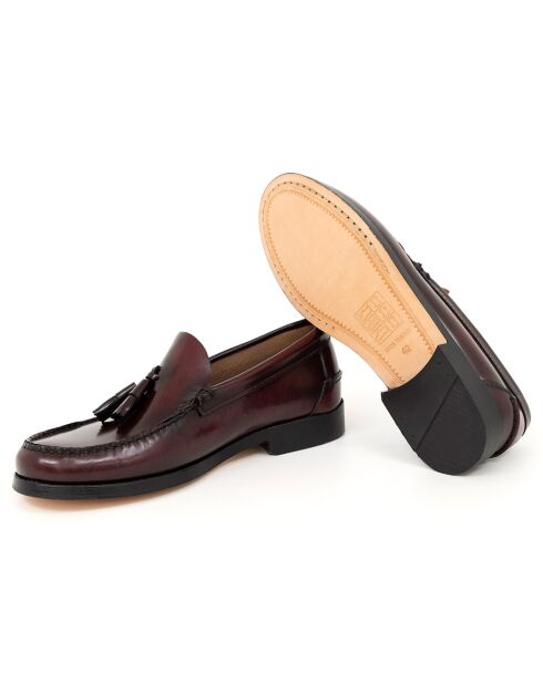 Mocassins en Cuir Caforla rouge bordeaux