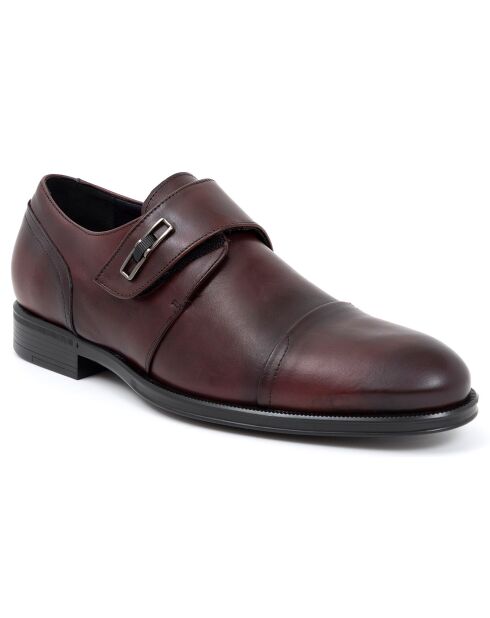 Monks en Cuir Dasko rouge bordeaux