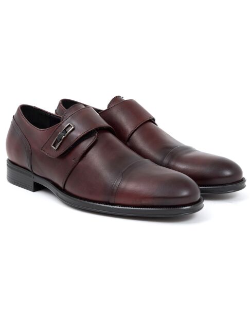 Monks en Cuir Dasko rouge bordeaux