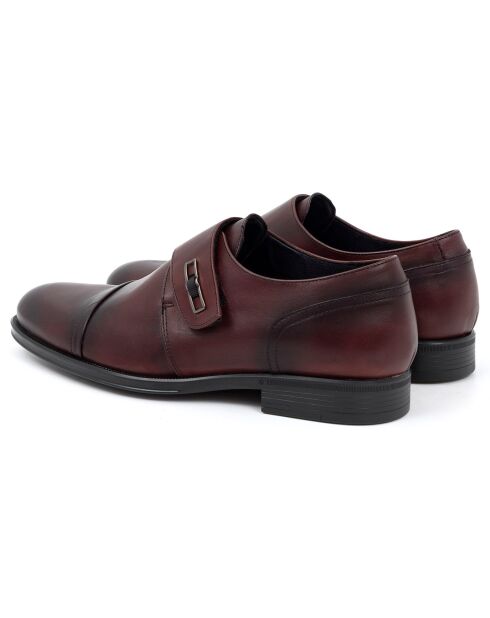 Monks en Cuir Dasko rouge bordeaux