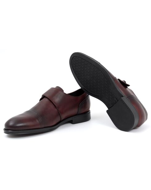 Monks en Cuir Dasko rouge bordeaux