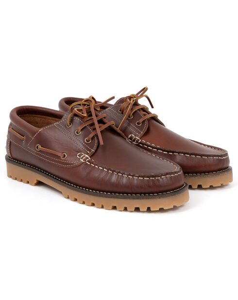 Chaussures Bateaux en Cuir Minol camel