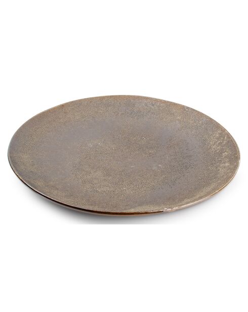 Plat décoratif en Grès Bullet marron - 10x46x46 cm