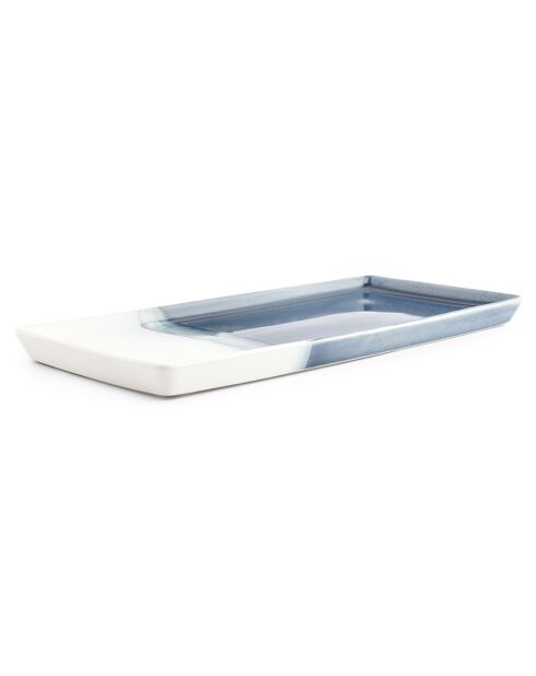 2 Plats à servir en Grès Flow bleus - 14x2x32.5 cm