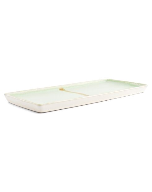 2 Plats à servir en Grès Flow verts - 14x2x32.5 cm