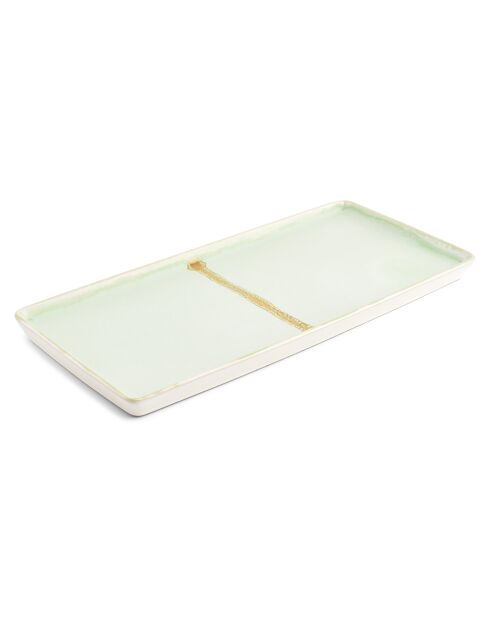 2 Plats à servir en Grès Flow verts - 14x2x32.5 cm