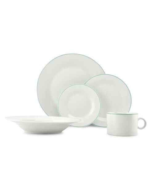 Service de Table en Porcelaine Prim blanc/vert - 20 Pièces