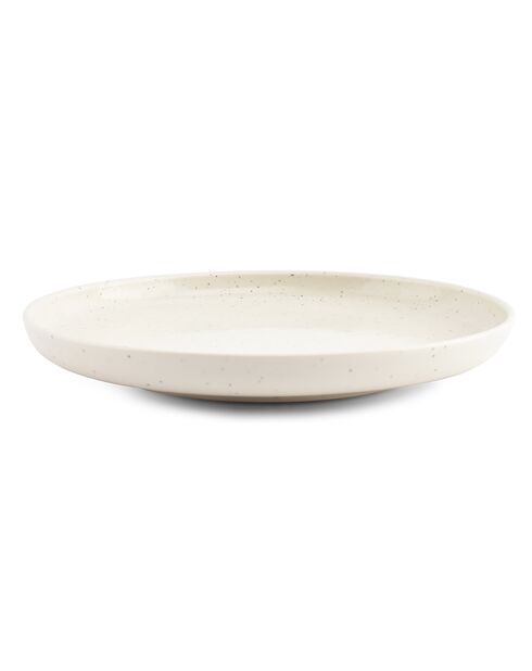 6 Assiettes plates en Porcelaine Dot blanches - D.20 cm