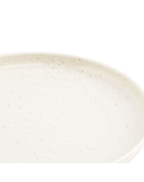 6 Assiettes plates en Porcelaine Dot blanches - D.20 cm