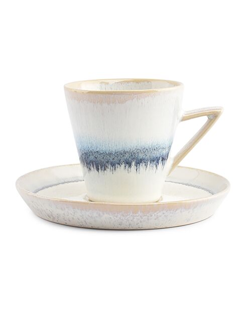 4 Tasses en Grès Stripes beiges - 18 cl