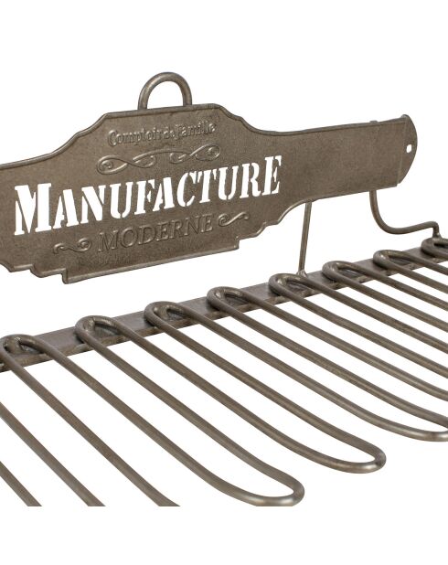 Porte-verres manufacture moderne gris  -  48x18x13 cm