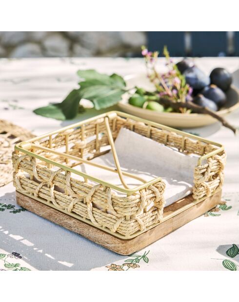 Servethouder van natuurlijk touw - 18x18x7,5 cm