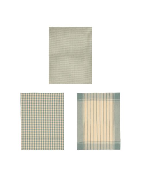 3 Torchons campagne  sauge  -  50x70 cm