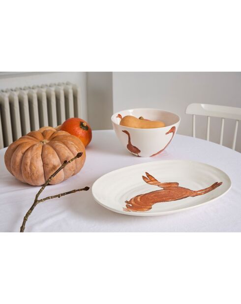 Plat creux basse-cour naturel  -  44x32x5.5 cm