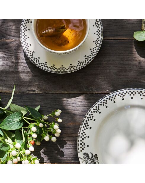 Par de tazas de desayuno en forma de damero antracita, 50 cl