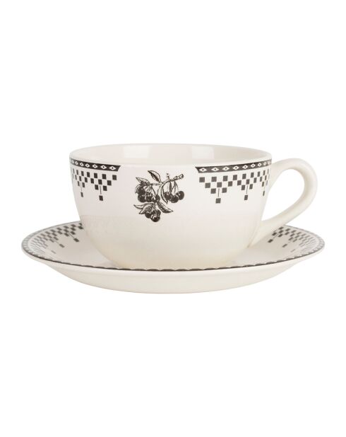 Par de tazas de desayuno en forma de damero antracita, 50 cl