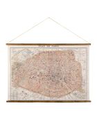 Toile plan paris  rose  -  125x86 cm