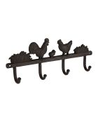Patère 4 crochets basse-cour naturel  -  34x14x5 cm