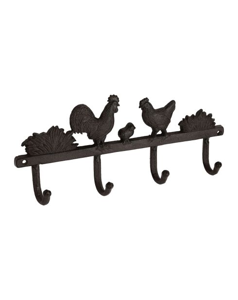 Patère 4 crochets basse-cour naturel  -  34x14x5 cm