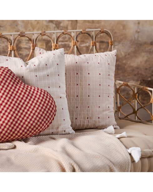 Coussin carre campagne  rouge  -  45x45 cm
