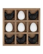 Décoration tic-tac-toe campagne  noir/blanc  -  21.5x21.5x3.5 cm