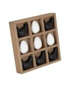 Décoration tic-tac-toe campagne  noir/blanc  -  21.5x21.5x3.5 cm