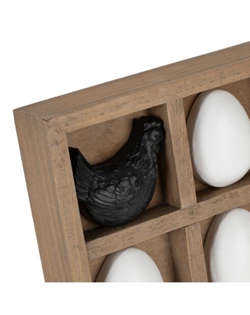 Schwarz/weiße Tic-Tac-Toe-Dekoration im ländlichen Stil — 21,5 x 21,5 x 3,5 cm