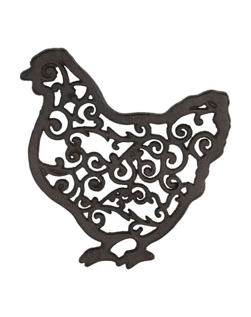 Dessous de plat poule basse-cour  naturel  -  20x22 cm