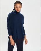 Poncho large 100% Cachemire col roulé Lola nuit