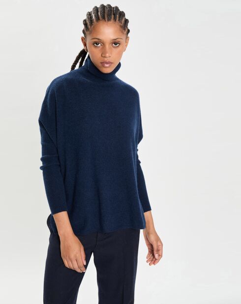 Poncho large 100% Cachemire col roulé Lola nuit