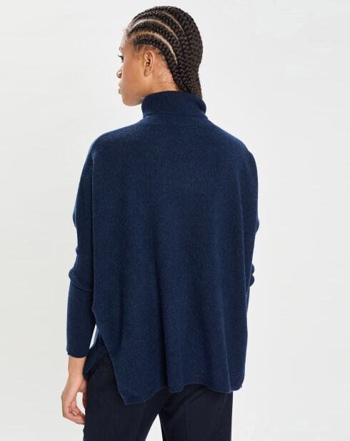 Poncho large 100% Cachemire col roulé Lola nuit