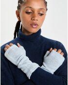 Mitaines 100% Cachemire poignets en côtes Mindy icy blue