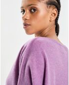 Poncho large 100% Cachemire col V Emma orchidée