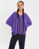 Poncho large 100% Cachemire col V Emma grape