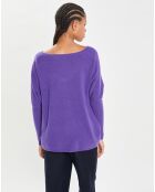 Poncho large 100% Cachemire col V Emma grape