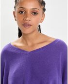 Poncho large 100% Cachemire col V Emma grape
