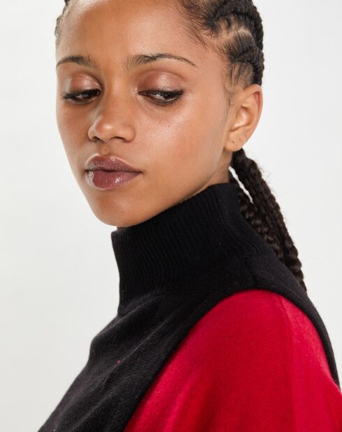 Plastron 100% Cachemire col montant en côtes Carla noir