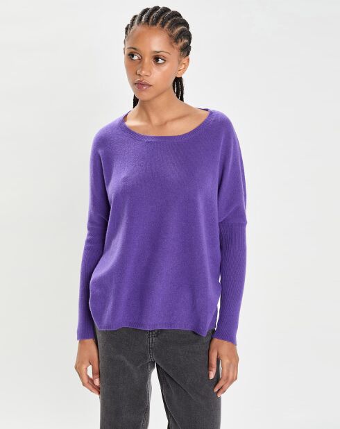 Poncho large 100% Cachemire col rond Alizée grape
