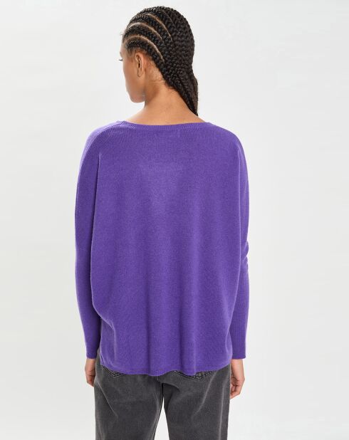 Poncho large 100% Cachemire col rond Alizée grape