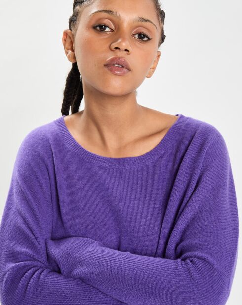 Poncho large 100% Cachemire col rond Alizée grape
